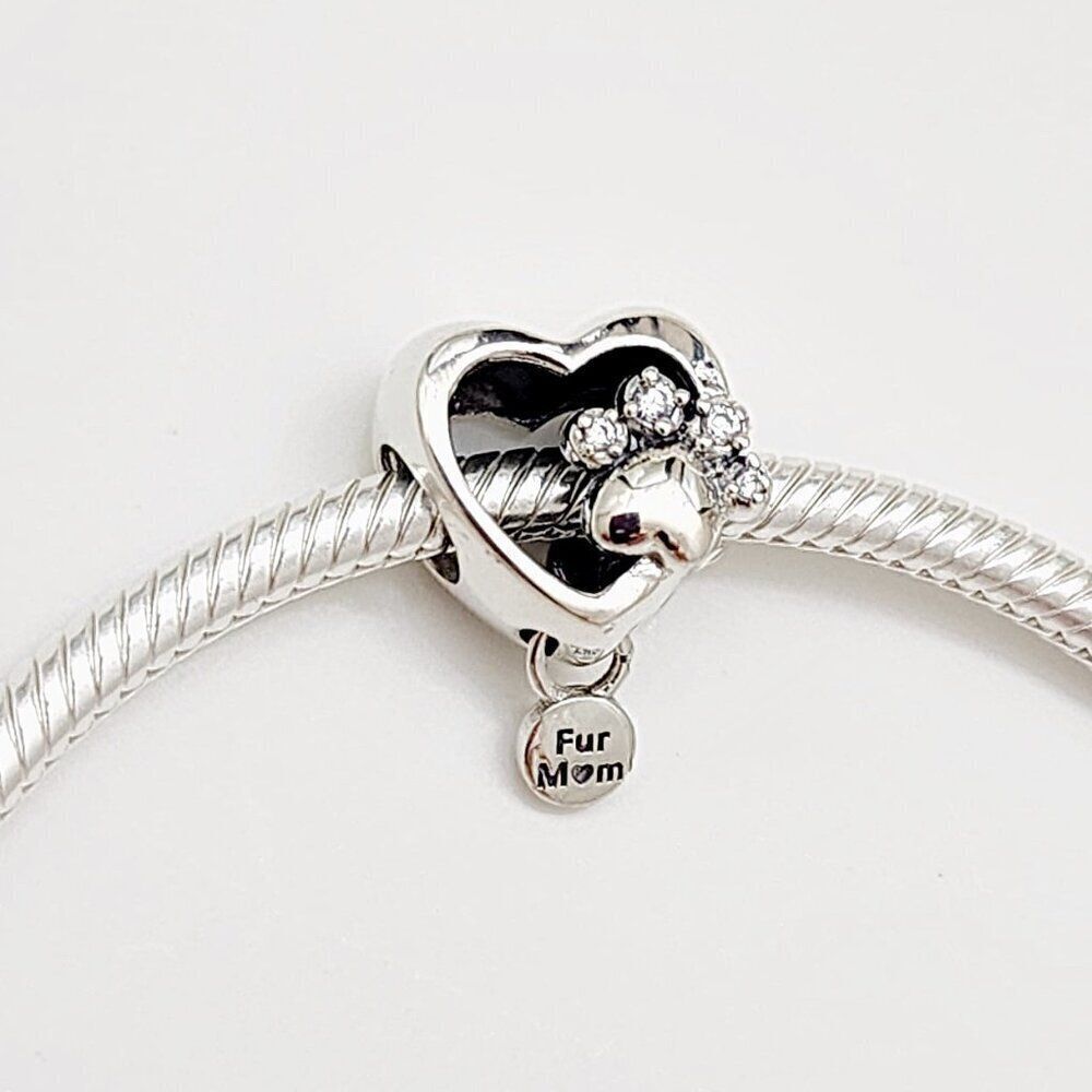 Pandora Sparkling Paw Print & Heart Charm
